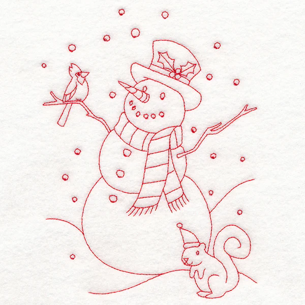 Home for Christmas - Snowman Scene (Redwork) - Image 2