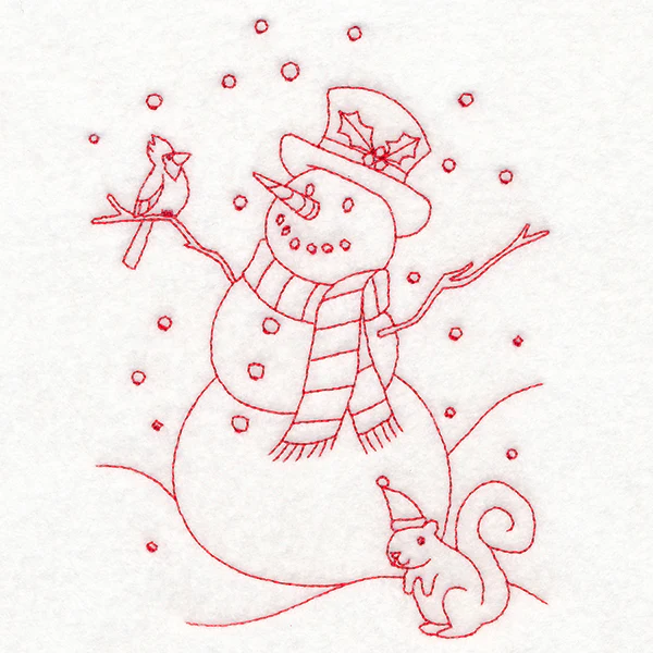 Home for Christmas - Snowman Scene (Redwork) - Image 3