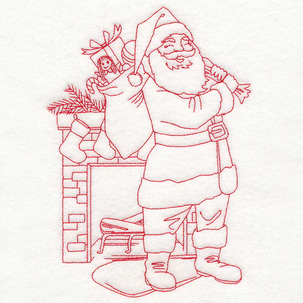 Home for Christmas - Toy Delivery (Redwork) - Image 6