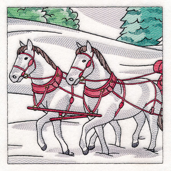 Horse Drawn Sleigh Christmas Scene Panel  5 - Image 9