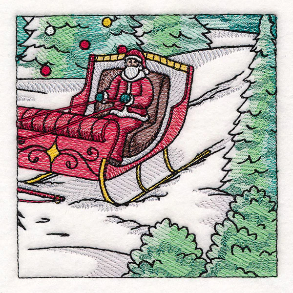 Horse Drawn Sleigh Christmas Scene Panel 6 - Image 7