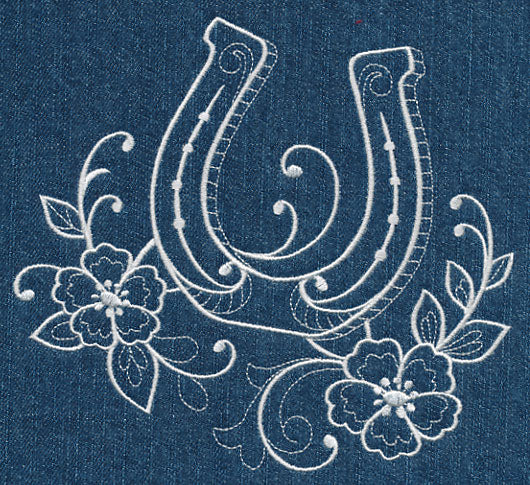 Horseshoe and Flowers (Whitework) - Image 2