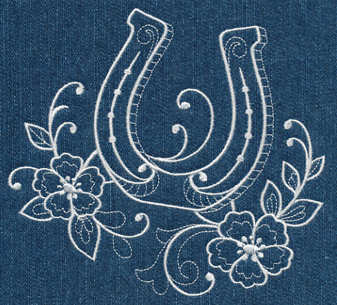 Horseshoe and Flowers (Whitework) - Image 3