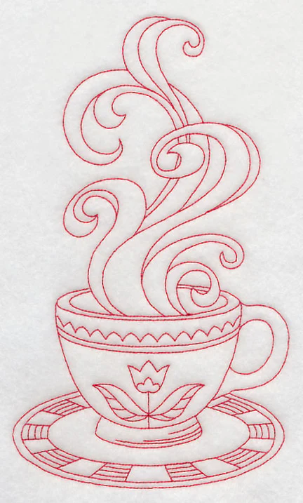 Hot Cuppa (Redwork) - Image 2