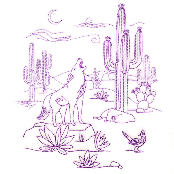 Howling Coyote Desert Scene - Image 5