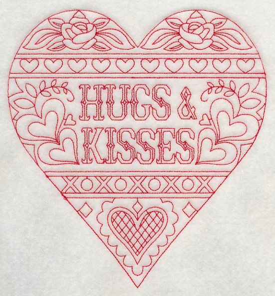 Hugs & Kisses (Redwork)