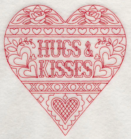 Hugs & Kisses (Redwork) - Image 3