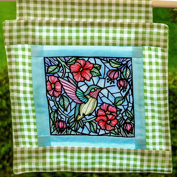 Hummingbird and Poppies Stained Glass Square - Image 6