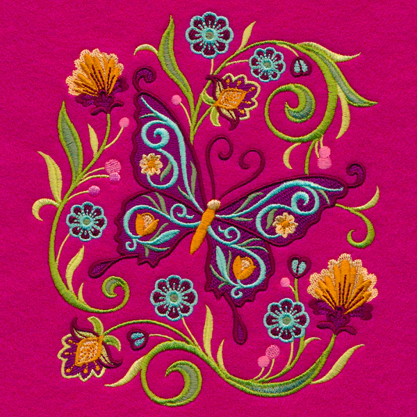 Jacobean Butterfly and Blooms - Image 2