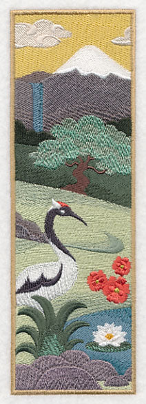 Japanese Garden Panel Scene - Mt. Fuji and Crane - Image 3