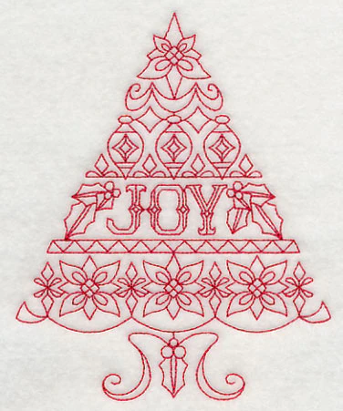 Joy Christmas Tree (Redwork) - Image 4