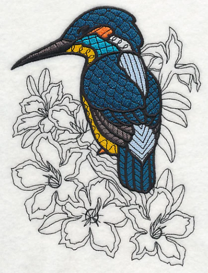 Kingfisher and Impala Lilies (Blackwork) - Image 3