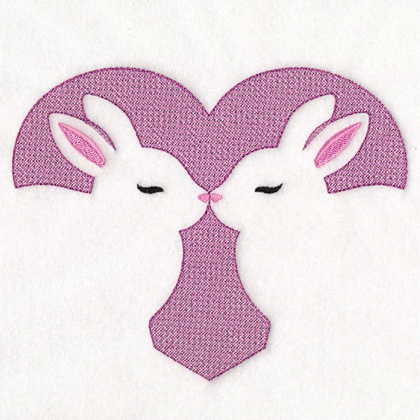 Kissing Bunnies Heart (Embossed) - Image 3