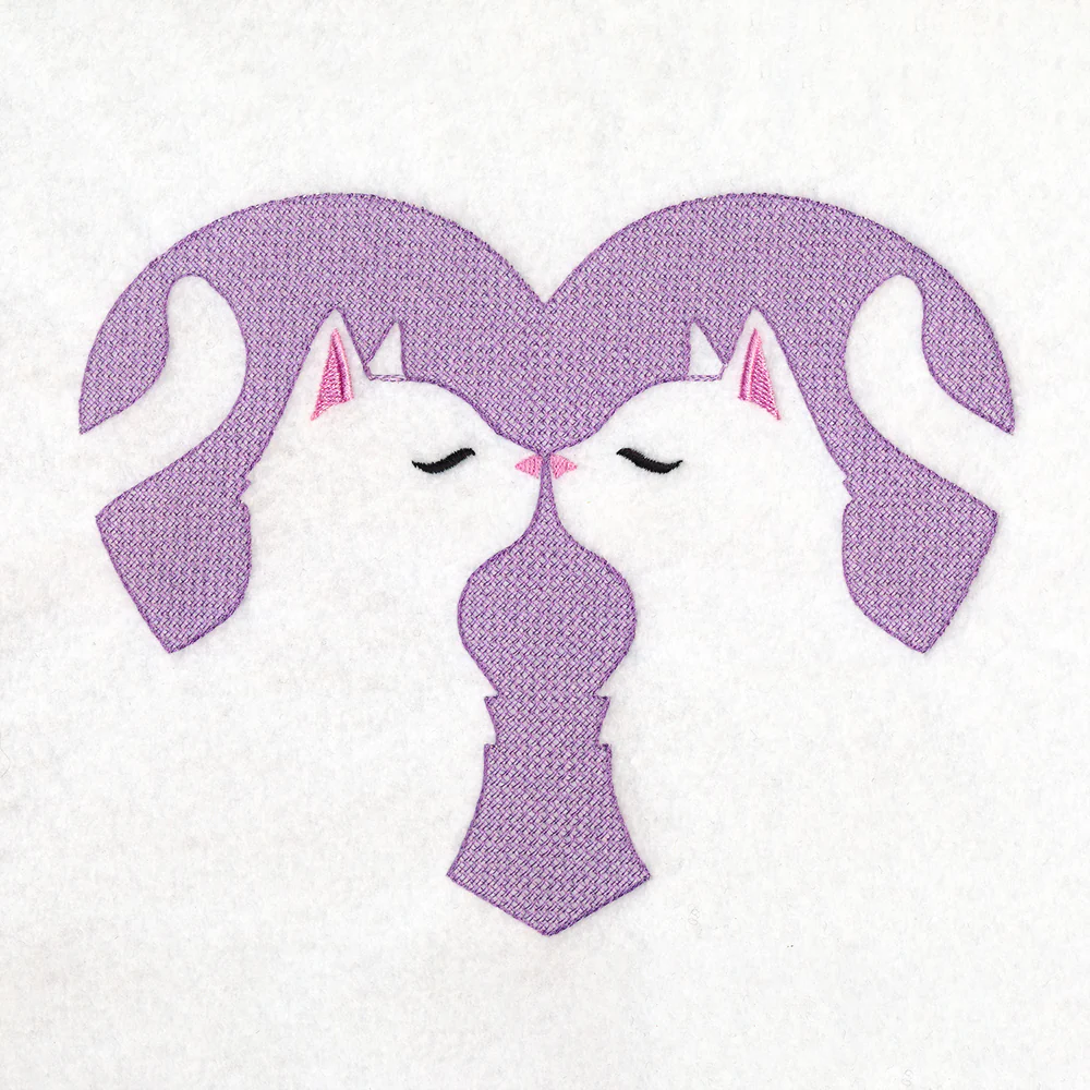 Kissing Kittens Heart (Embossed)