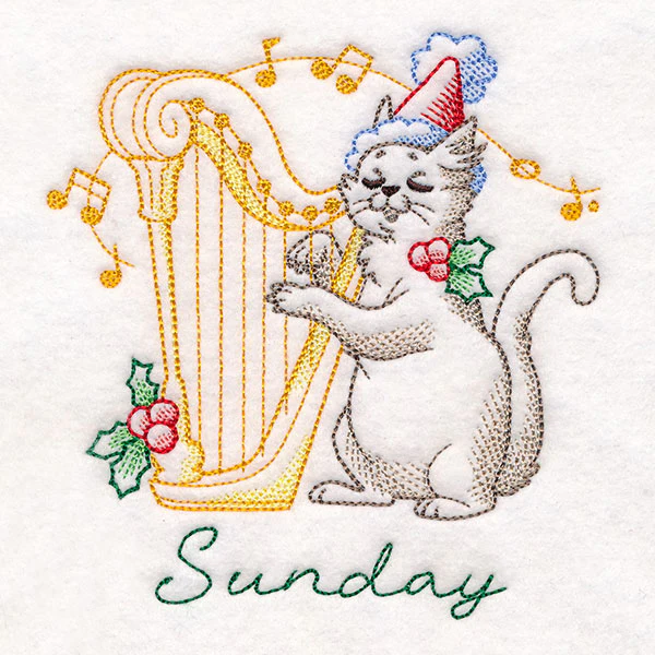 Kitten Playing a Harp on Sunday - Image 3