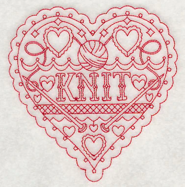 Knit Heart (Redwork) - Image 4