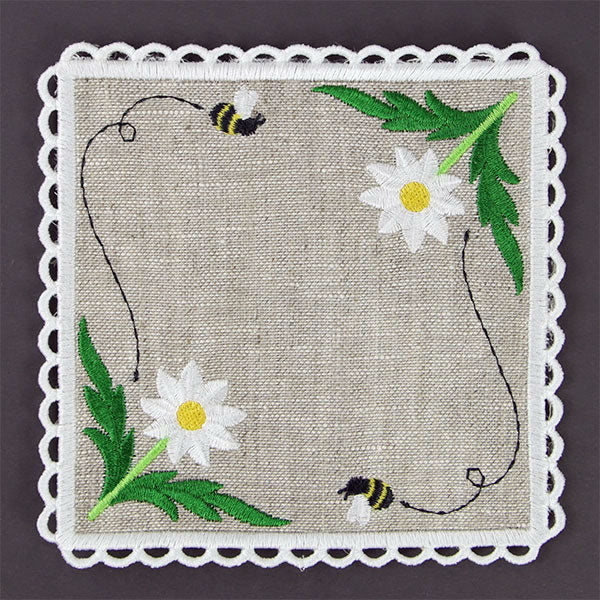 Lace Edge Bee and Daisy Coaster (In-the-Hoop) - Image 2