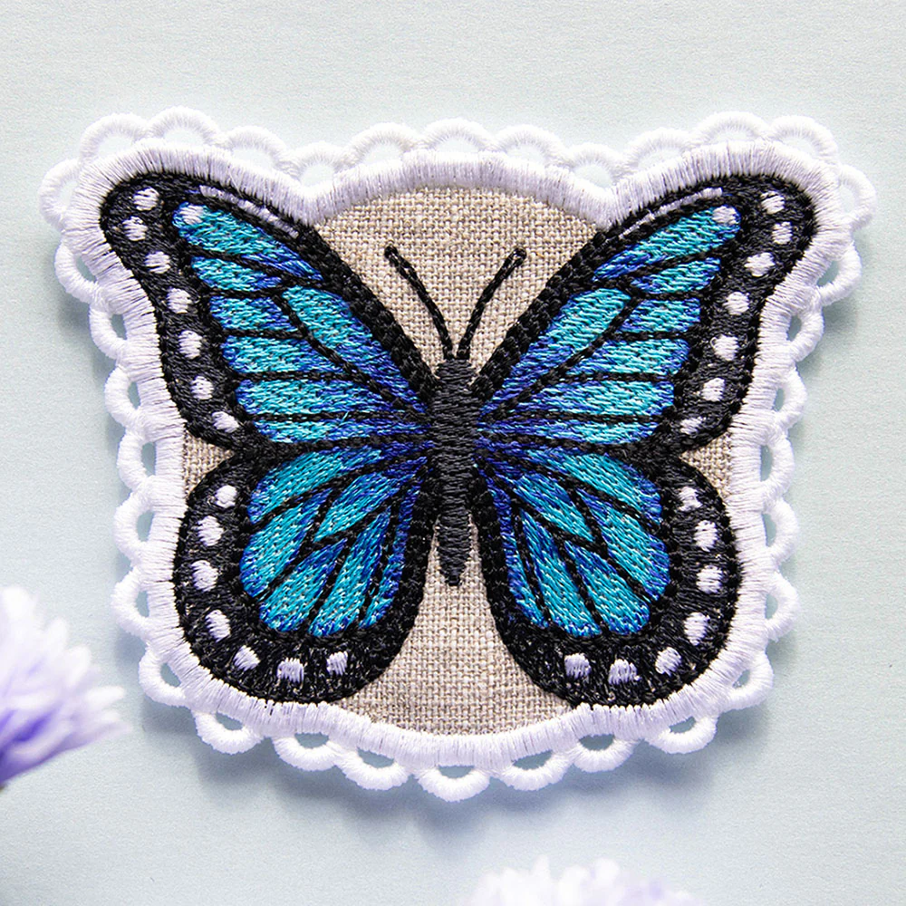 Lace Edge Butterfly Coaster - Blue Morpho (In-the-Hoop) - Image 3