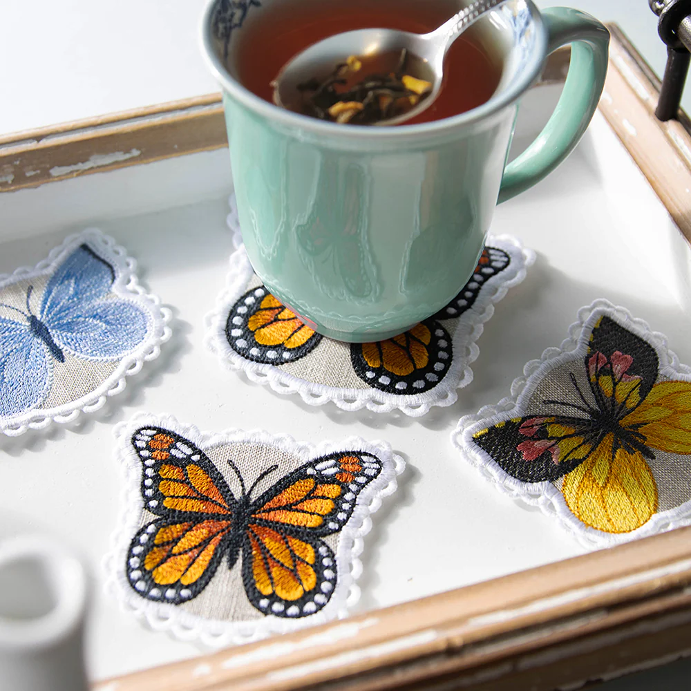Lace Edge Butterfly Coaster -California Dogface (In-the-Hoop) - Image 2