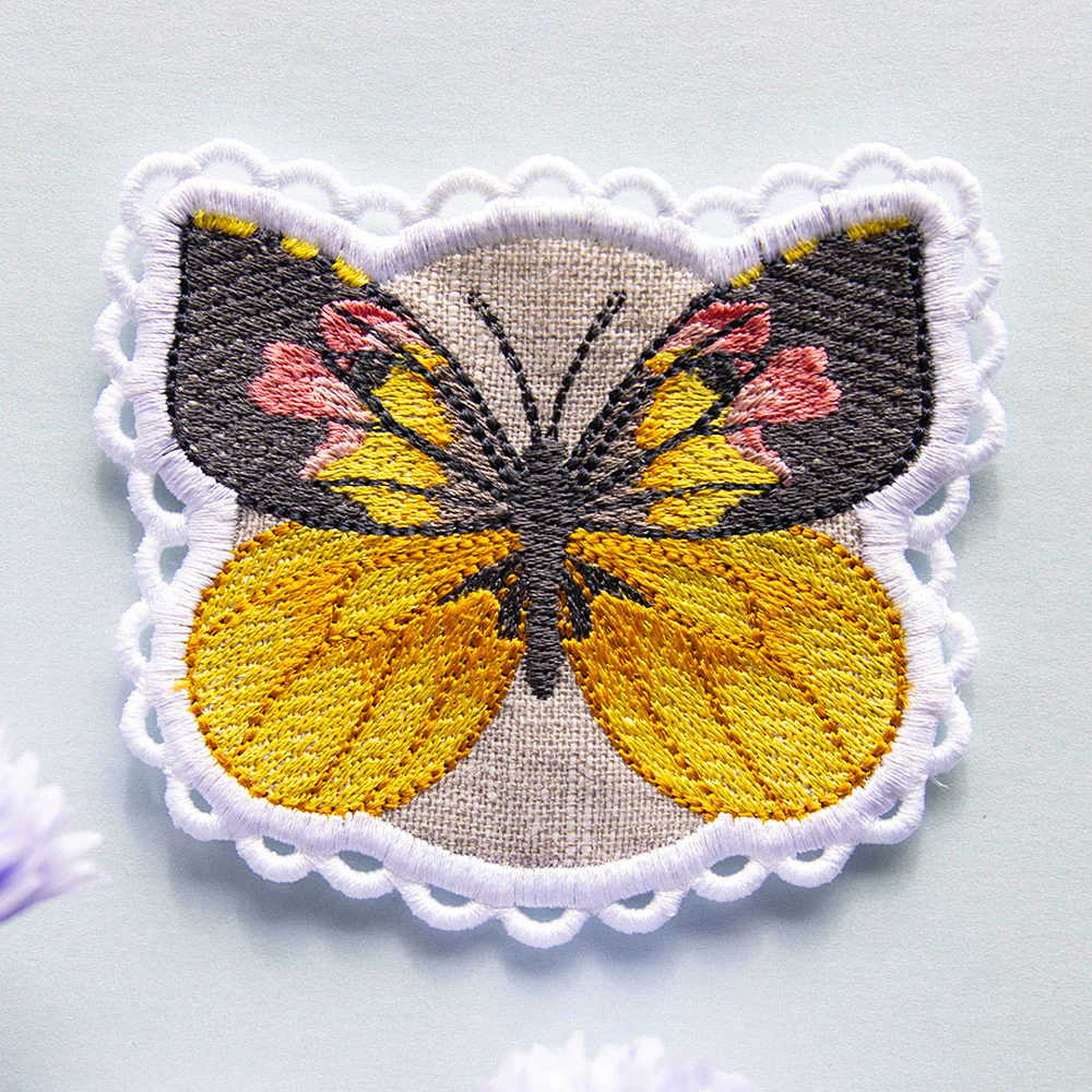 Lace Edge Butterfly Coaster -California Dogface (In-the-Hoop) - Image 3