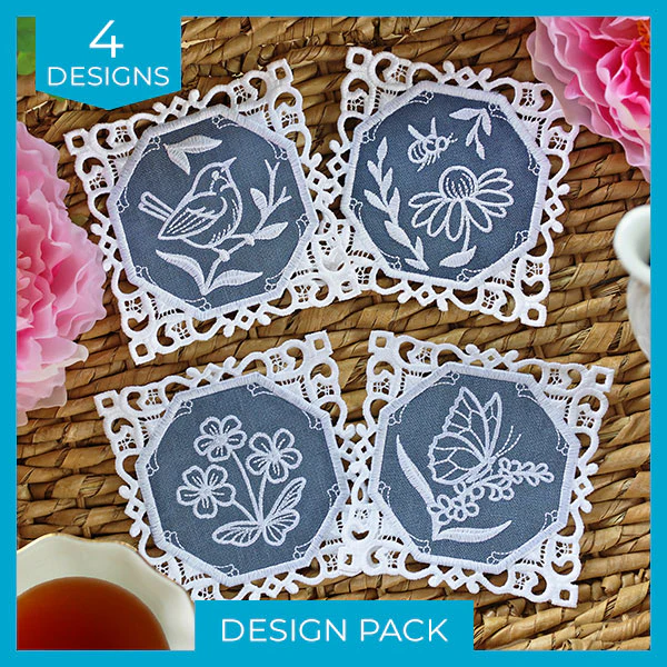 Lace Edge Coaster Design Pack (In-the-Hoop) - Image 6