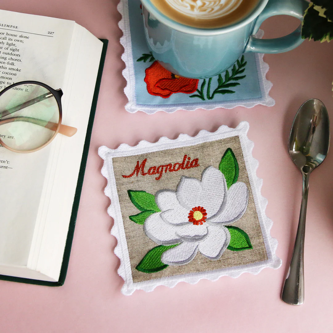 Lace Edge Flower Stamp Coaster - Magnolia (In-the-Hoop) - Image 9