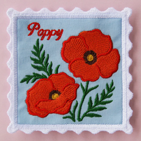 Lace Edge Flower Stamp Coaster - Poppy (In-the-Hoop) - Image 5