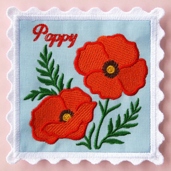 Lace Edge Flower Stamp Coaster - Poppy (In-the-Hoop) - Image 9