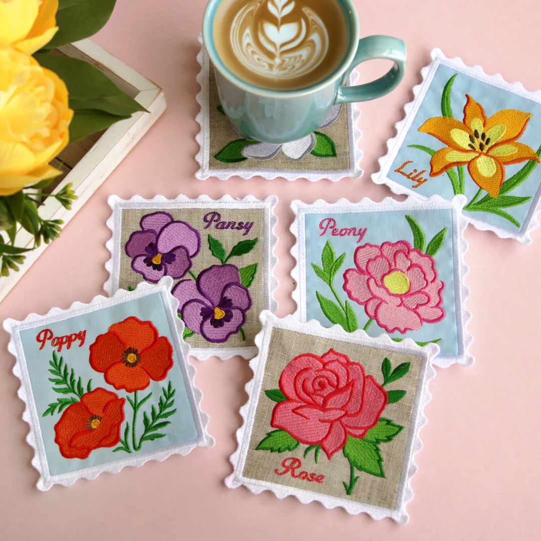 Lace Edge Flower Stamp Coaster - Rose (In-the-Hoop) - Image 7