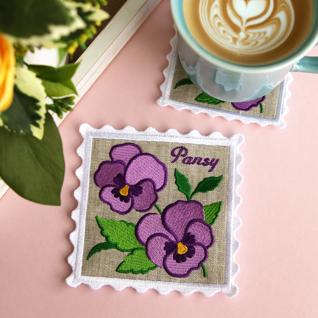 Lace Edge Flower Stamp Coasters (In-the-Hoop) Design Pack - Image 4