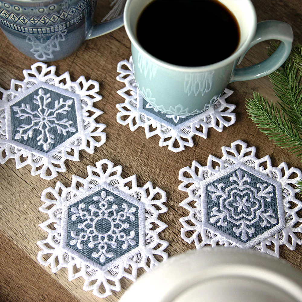 Lace Edge Snowflake Coaster 4 (In-the-Hoop) - Image 3