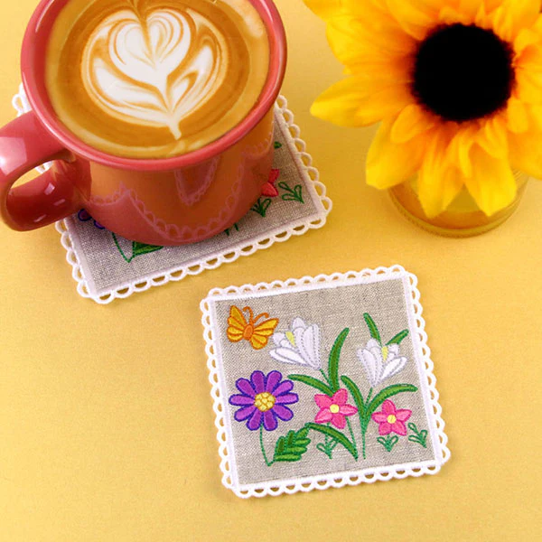 Lace Edge Wild Blooms Coaster (In-the-Hoop) - Image 2