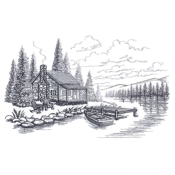 Lakeside Cottage Scene - Image 5
