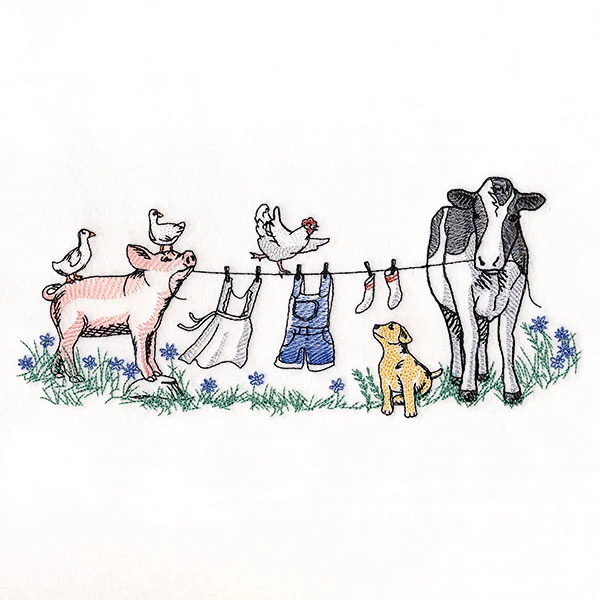 Laundry Day Farm Animals Clothesline - Image 3