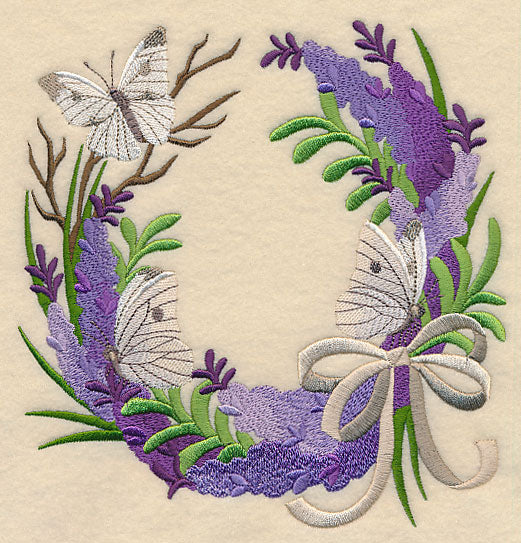 Lavender and Butterfly Wreath with Ribbon - Image 2