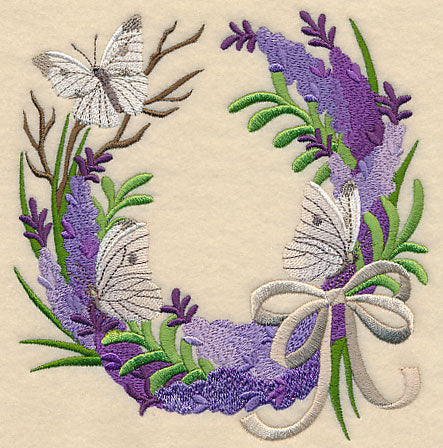 Lavender and Butterfly Wreath with Ribbon - Image 3