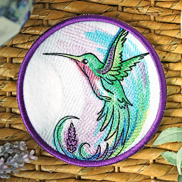 Lavender Hummingbird Coaster (In-the-Hoop)