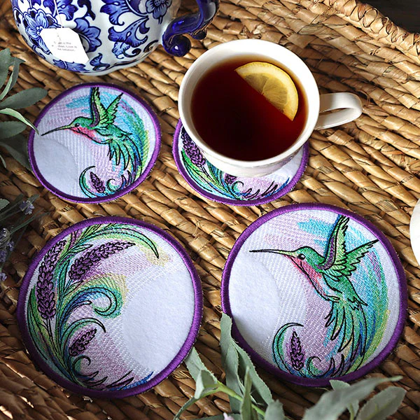 Lavender Hummingbird Coaster (In-the-Hoop) - Image 6