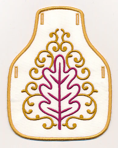Leaf and Swirls Bottle Apron (In-the-Hoop)