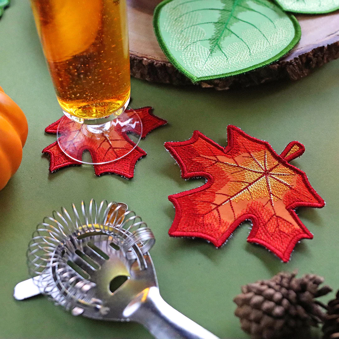Autumn Leaves Coaster Design Pack (In-the-Hoop) - Image 3