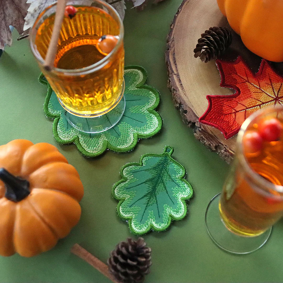 Autumn Leaves Coaster Design Pack (In-the-Hoop) - Image 4