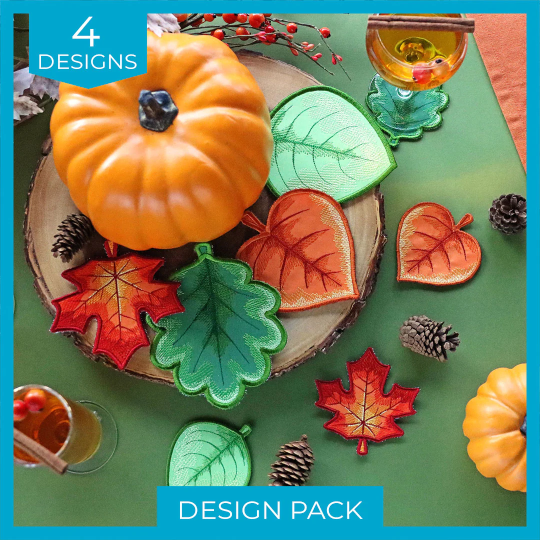 Autumn Leaves Coaster Design Pack (In-the-Hoop) - Image 5