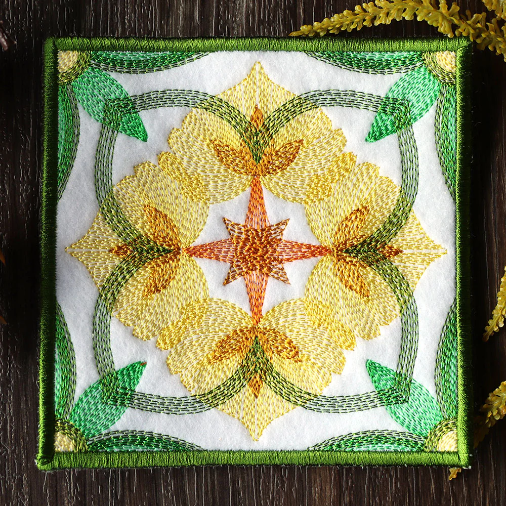 Leafy Color Theory Square Coaster (In-the-Hoop) - Image 4