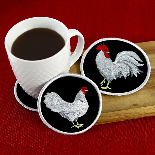 Leghorn Hen Coaster (In-the-Hoop) - Image 6