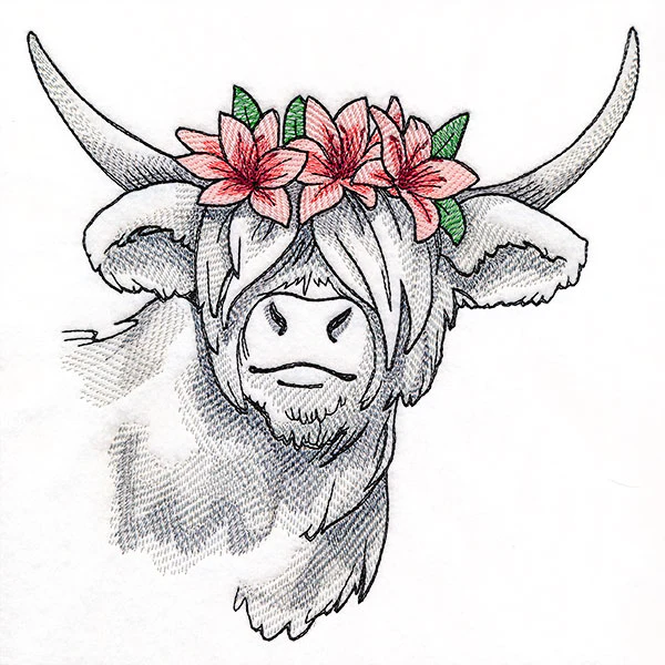 Lilies and Sunshine Highland Cow