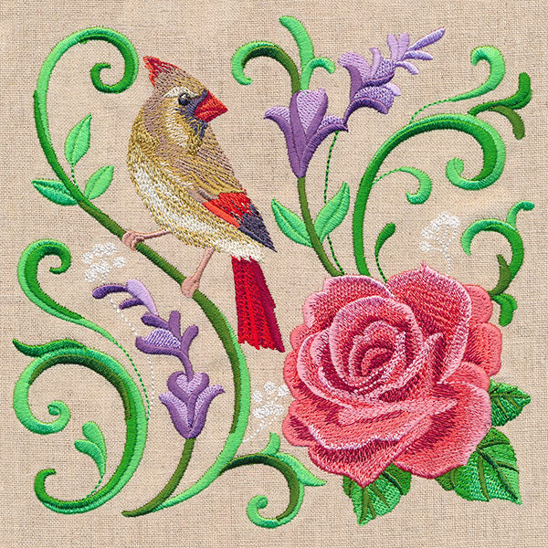 Living Ironwork in Bloom with Cardinal - Image 2