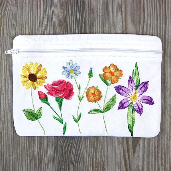 Long-Stemmed Wildflowers Lined Zipper Pouch (In-the-Hoop) - Image 8