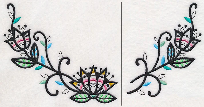 Lotus Blackwork Neckline (V-Neck) (Split) - Image 4
