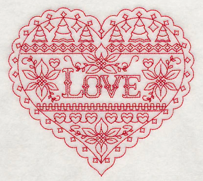 Love Christmas Heart (Redwork) - Image 3