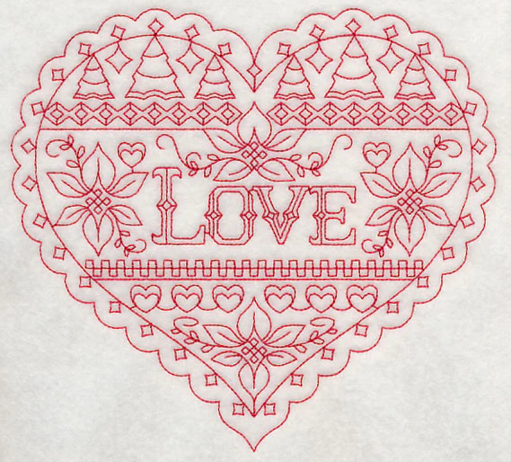 Love Christmas Heart (Redwork) - Image 4